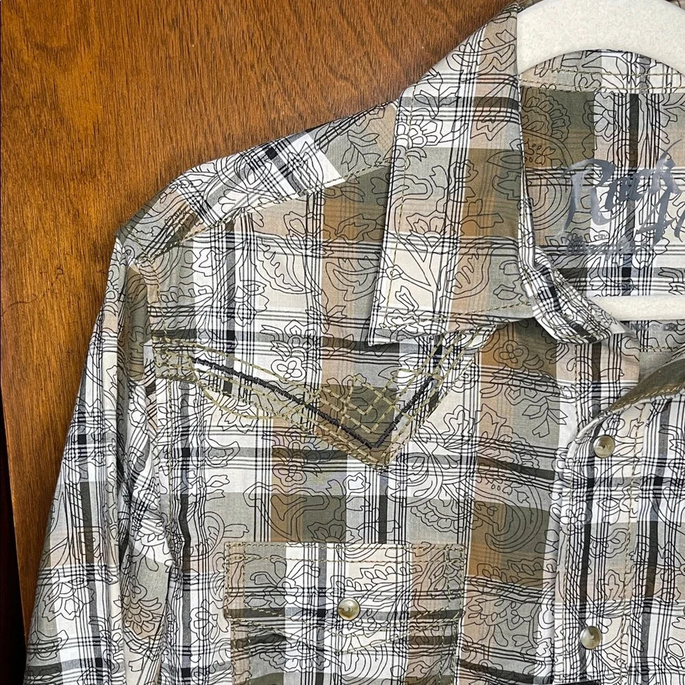 Wrangler Men's Rock 47 Long Sleeve Allover Shirt Tan Trench Size M - Picture 6 of 10